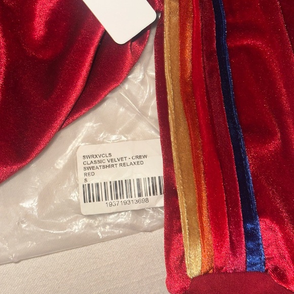 Aviator Nation Classic Velvet Relaxed Crewneck Sweatshirt Red S NWT - Picture 7 of 8
